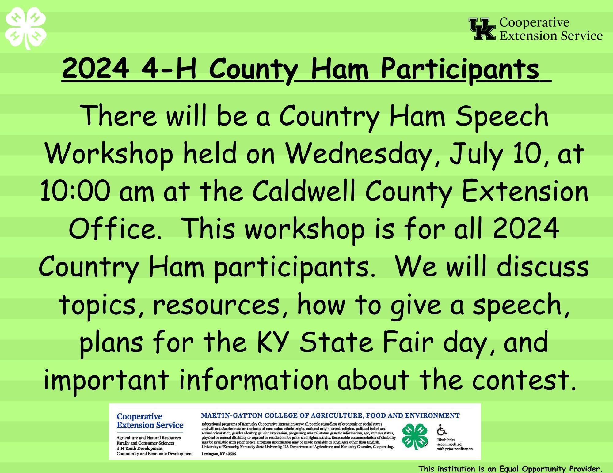 4-H Country Ham Speech Workshop